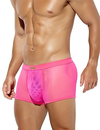 Casey Kevin Herren Transparent Boxershorts, Männer Sexy Unterwäsche Niedrige Taille Mesh Boxer Unterhose Hipster Retroshorts von Casey Kevin