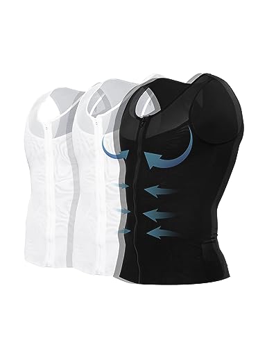Casey Kevin Shapewear Unterhemd Herren, 3er Pack Bauchweg Unterhemd Tank Top Herren, Ärmelloses Kompressionsshirt Herren, Funktionsunterhemd Body Shaper Herren, XXL von Casey Kevin
