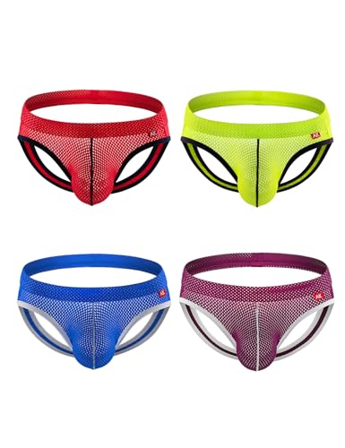 Casey Kevin Jockstrap Herren - 4er Pack, Tanga Strings Männer Atmungsaktiv Sportunterwäsche 3D Bulge Pouch Athletic Unterwäsche Thong von Casey Kevin