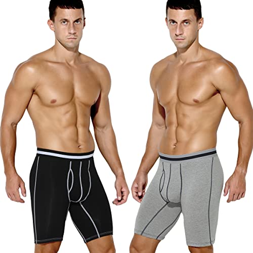 Casey Kevin Lange Boxershorts Herren Baumwolle Unterhosen Sport Fitness Längere Boxershorts Retroshorts 2er Pack von Casey Kevin