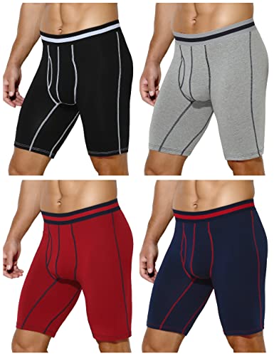 Casey Kevin Boxershorts Herren Lang | 95% Baumwolle | 4er Pack | Unterhosen Männer Lang von Casey Kevin