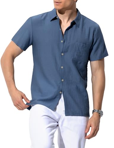 Casey Kevin Leinenhemd Herren Kurzarm Hemd Leinenshirt Freizeithemd Sommer Strand Casual Regular Fit Leinen Shirt von Casey Kevin