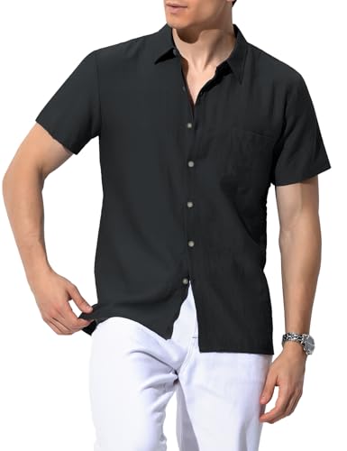 Casey Kevin Leinenhemd Herren Kurzarm Hemd Leinenshirt Freizeithemd Sommer Strand Casual Regular Fit Leinen Shirt von Casey Kevin