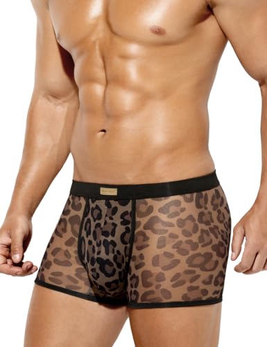 Casey Kevin Männer Boxershorts Herren Leopard Boxer Brief Mesh Transparent Retroshorts Unterwäsche Unterhosen Casey Kevin Männer Boxershorts Herren Leopard Boxer Brief Mesh Transparent Retroshorts Unterwäsche Unterhosen von Casey Kevin