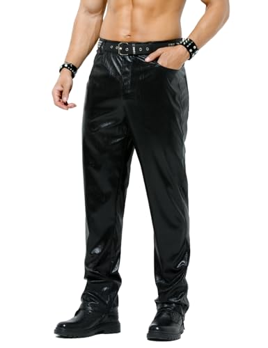 Casey Kevin Metall Jogginghose Herren Glänzende Hosen 80er Party Gold Silber Hose Bar Metallic-Hosen Pailletten Streetwear Dance Bühne Kostüme von Casey Kevin