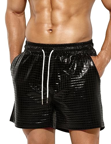 Casey Kevin Metall Shorts Herren Glänzende Kurze Hose Party Gold Silber Bar Metallic-Shorts Pailletten Boxershorts von Casey Kevin