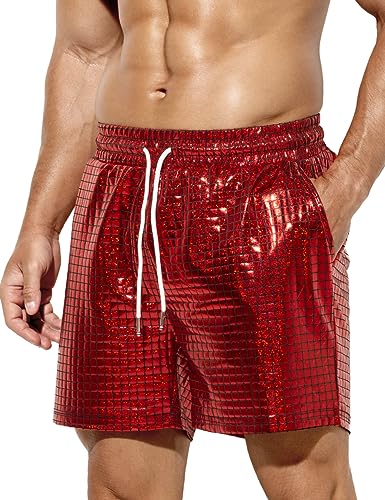 Casey Kevin Metall Shorts Herren Glänzende Kurze Hose Party Gold Silber Shorts Bar Metallic-Shorts Pailletten Boxershorts von Casey Kevin