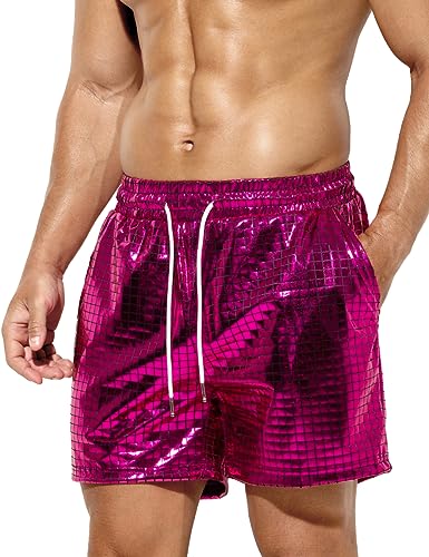 Casey Kevin Metall Shorts Herren Glänzende Kurze Hose Party Gold Silber Shorts Bar Metallic-Shorts Pailletten Boxershorts von Casey Kevin