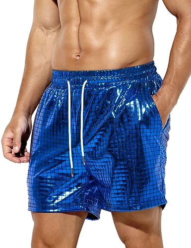 Casey Kevin Metall Shorts Herren Glänzende Kurze Hose Party Gold Silber Shorts Bar Metallic-Shorts Pailletten Boxershorts von Casey Kevin