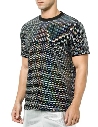 Casey Kevin Pailletten Herren T-Shirt Club Party Kurzarm Shirt von Casey Kevin