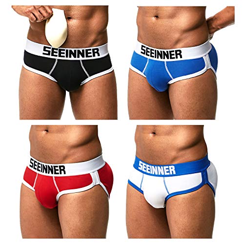 Casey Kevin Push Up Boxershorts Herren | Po Push-up Hose | Fahrrad Unterhosen Herren | 3 Abnehmbare Schaumstoffpolster, Multicolor(4er Pack),L von Casey Kevin