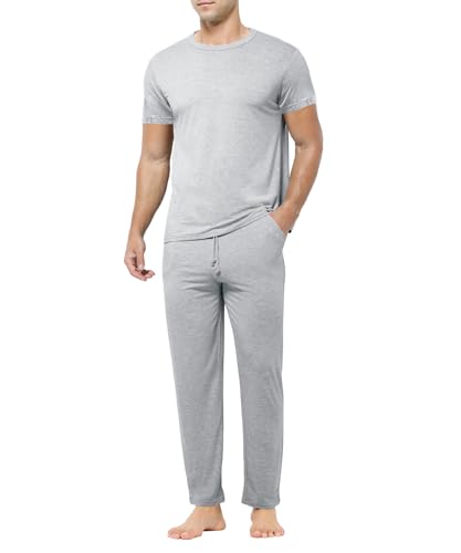 Casey Kevin Pyjama Herren Kurz Männer Schlafanzug Nachtwäsche Set Mit Taschen Modal Nachthemd Kurzarm von Casey Kevin