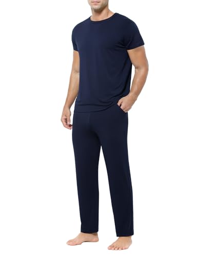 Casey Kevin Pyjama Herren Kurz Männer Schlafanzug Nachtwäsche Set Mit Taschen Modal Nachthemd Kurzarm von Casey Kevin