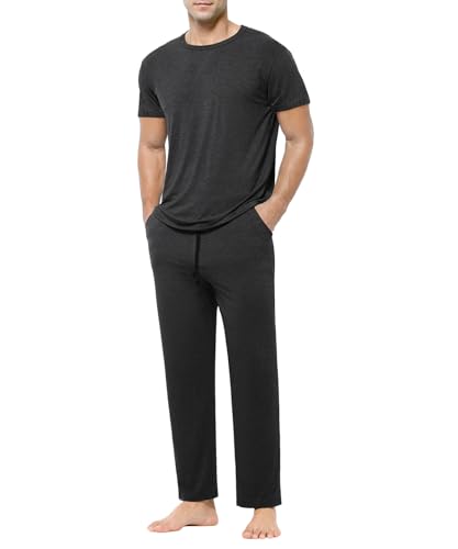 Casey Kevin Pyjama Herren Kurz Männer Schlafanzug Nachtwäsche Set Mit Taschen Modal Nachthemd Kurzarm von Casey Kevin