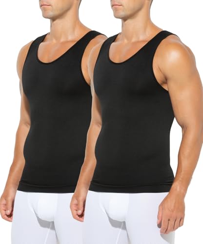 Casey Kevin Shapewear Herren Bauchweg Unterhemd Body Shaper Für Männer Compression Tank Top Herren Kompression Unterhemden(2er Pack) von Casey Kevin
