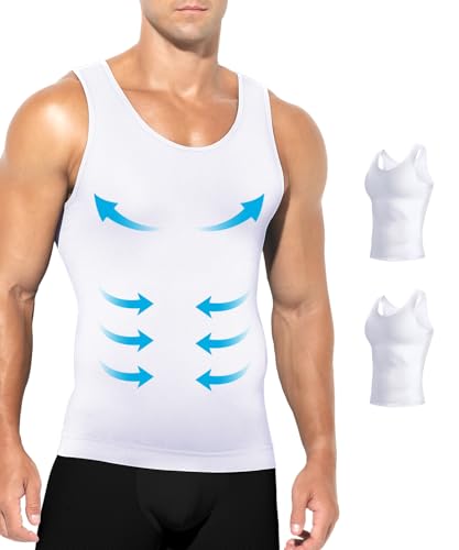 Casey Kevin Shapewear Herren Bauchweg Unterhemd Body Shaper Für Männer Compression Tank Top Herren Kompression Unterhemden(2er Pack) von Casey Kevin