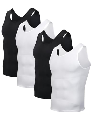 Casey Kevin Shapewear Herren Kompressionsshirts Athletic ärmellos Baselayer Unterhemd Funktionsshirts Herren Tank Tops für Männer Oberteil(4er Pack) von Casey Kevin