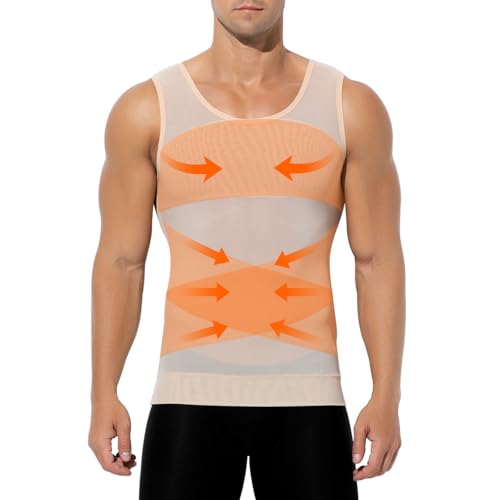 Casey Kevin Shapewear Herren Kompressionsshirt Elastische Bauchweg Unterhemd Herren Body Shaper Tank Top Ärmellos von Casey Kevin
