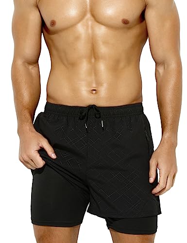 Casey Kevin Sporthose Herren Kurz 2 in 1 Sport Shorts Laufshorts Joggingshorts Workout Trainingsshorts mit Kompressions Shorts von Casey Kevin