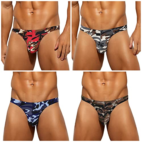 Casey Kevin String Herren Tanga Sexy Männer Unterwäsche Camouflage Slips Low Rise Thong(4er Pack) von Casey Kevin