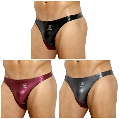 Casey Kevin String Tanga Herren PU Leder Unterwäsche Männer Sexy Slips Thong Wetlook G-String Unterhosen T-Back Briefs von Casey Kevin