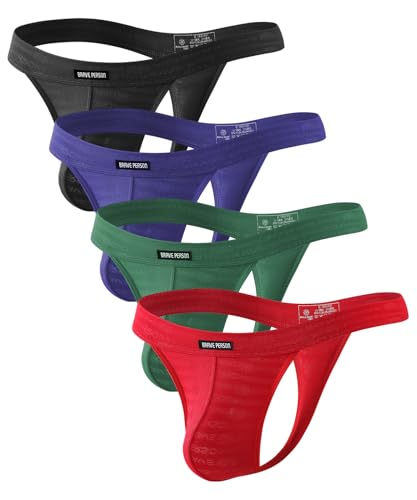 Casey Kevin String Tanga Herren Sexy T-Back Thong Spitze Männer Low Rise Unterwäsche G-String Bequem und Atmungsaktiv 4er Pack von Casey Kevin