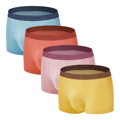 Casey Kevin Boxershorts Herren 4er Pack, Einzeln verpackt, Kein Etikett, Männer Unterwäsche Unterhosen Men Retroshorts Boxer Baumwolle von Casey Kevin