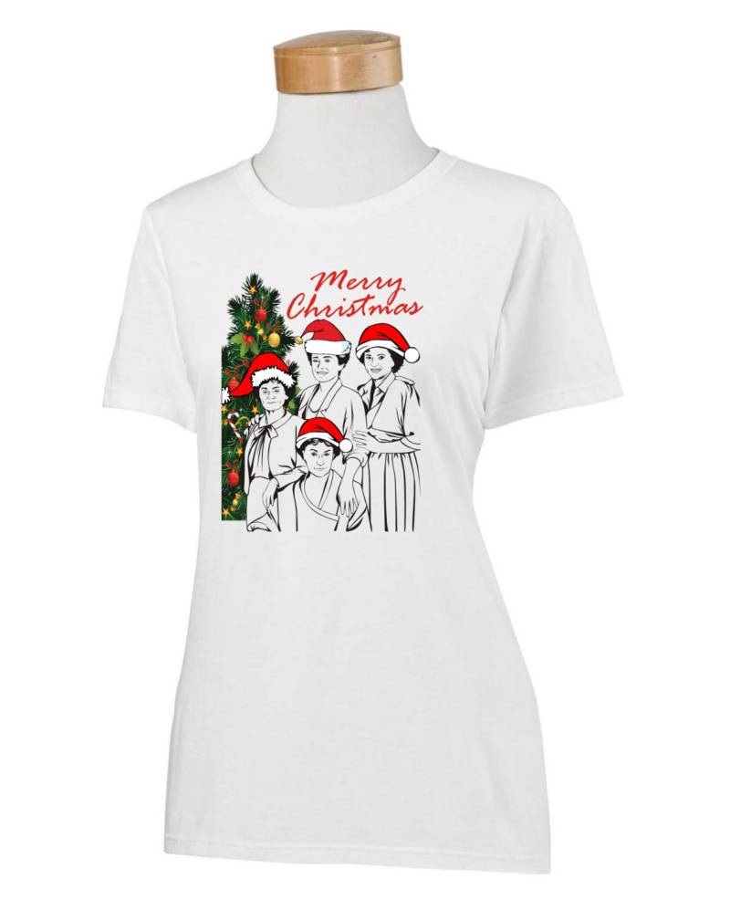 Die Goldenen Mädchen Frohe Weihnachten T-Shirt - Erwachsene Herren & Damen Größen S-3xl Viele Farben Bleiben Golden Betty Weiß Bea Arthur Rose von CaseysQualityPrints