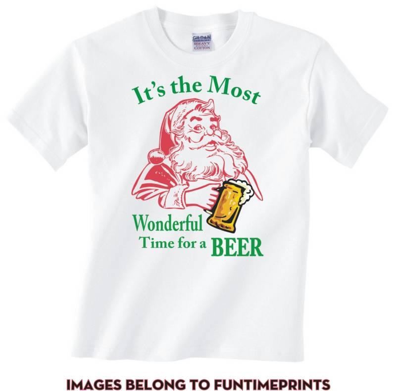 Es Ist Die Schönste Zeit Für Ein Bier - T-Shirt Erwachsene Lustige Geschenk Weihnachten Urlaub Santa Claus -Viele Farben-322 von CaseysQualityPrints