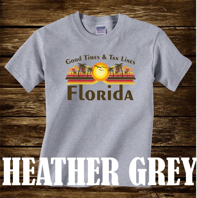 Gute Zeiten & Tan Linien Florida T-Shirt - Viele Farben Erwachsene Größen Nicht Übereinstimmende Strand Ozean Küste Lustige Palme Miami Destin von CaseysQualityPrints