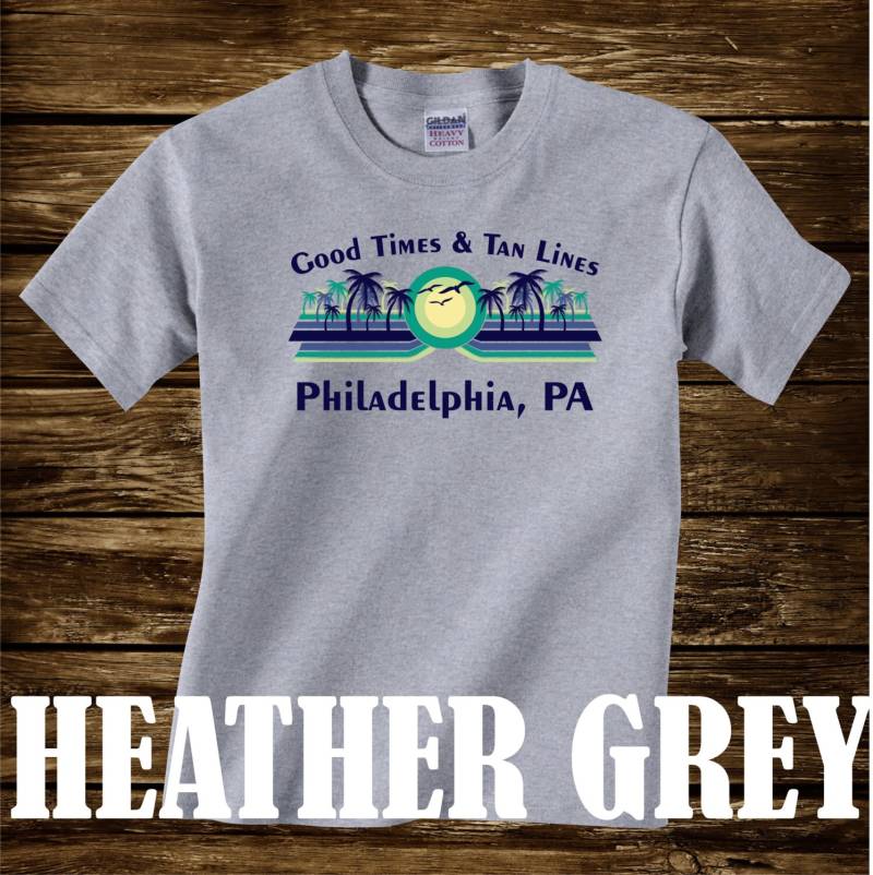 Gute Zeiten & Tan Linien Philadelphia, Pa- T-Shirt - Viele Farben Erwachsene Größen Nicht Übereinstimmende Strand Ozean Küste Lustige Palme von CaseysQualityPrints