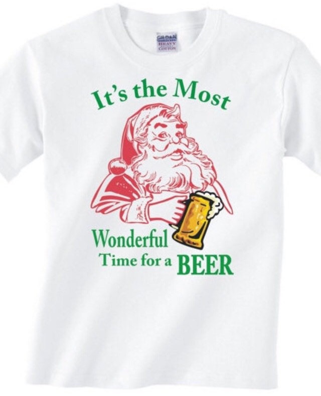 Seine Die Wonderful Time Für Ein Beer - Erwachsene Größen Weiße T-Shirt Lustige Weihnachten Urlaub Santa Claus von CaseysQualityPrints
