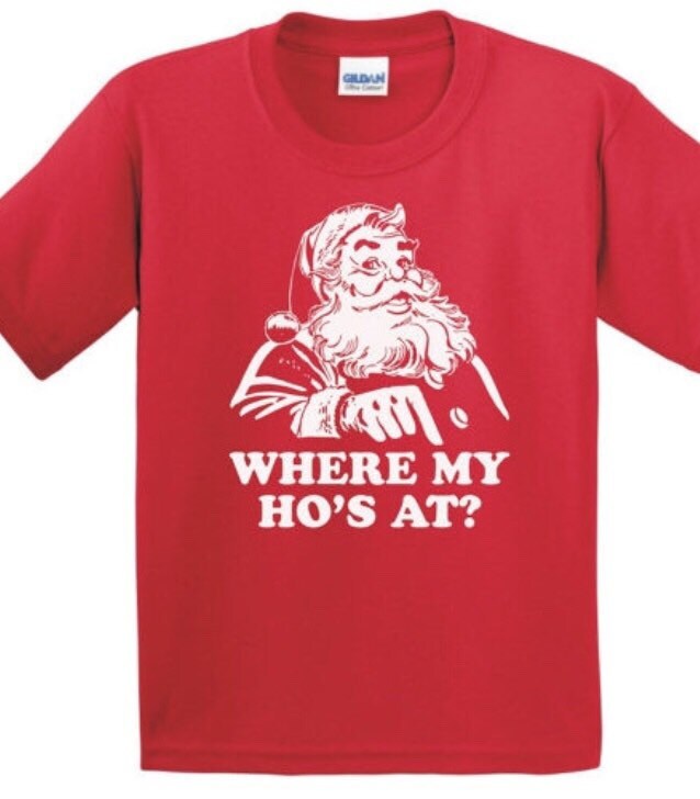 Wo Mein Ho's? -Erwachsene Größen - Rot T-Shirt Lustige Weihnachtsurlaub Weihnachtsmann -320 von CaseysQualityPrints