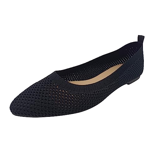 CasfelRen Klassische Ballerinas für Damen, spitzer Zehenbereich, bequeme elegante Schuhe, flach, weicher Strick, Schlupfschuhe für Damen, Schwarz, 5-5.5 Wide CasfelRen Klassische Ballerinas für Damen, spitzer Zehenbereich, bequeme elegante Schuhe, flach, weicher Strick, Schlupfschuhe für Damen, Schwarz, 5-5.5 Wide von CasfelRen