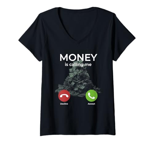 Damen Geld Ruft lustig T-Shirt mit V-Ausschnitt Damen Geld Ruft lustig T-Shirt mit V-Ausschnitt von Cash Call Outfits