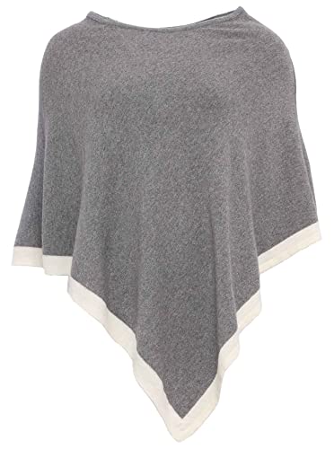 Zwillingsherz Poncho mit Kaschmir - Hochwertiges Cape für Damen - XXL Umhängetuch und Tunika mit Ärmel - Strick-Pullover - Sweatshirt - Stola für Sommer und Winter von Cashmere Dreams