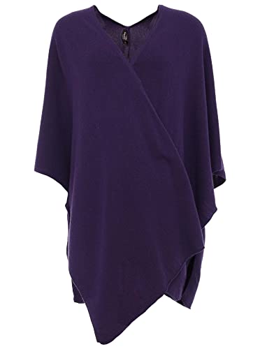 Cashmere Dreams Poncho-Schal mit Kaschmir - Hochwertiges Cape für Damen - XXL Umhängetuch und Tunika mit Ärmel - Strick-Pullover - Sweatshirt - Stola für Sommer und Winter Zwillingsherz - lila von Cashmere Dreams