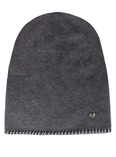 Zwillingsherz Slouch-Beanie-Mütze mit Kaschmir - Hochwertige Strickmütze für Damen Mädchen - Herz - Häkel-Rand - One Size - warm und weich im Sommer Herbst und Winter Zwillingsherz (ant/weiß) von Cashmere Dreams