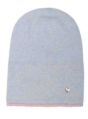 Zwillingsherz Slouch-Beanie-Mütze mit Kaschmir - Hochwertige Strickmütze für Damen Mädchen - Herz - Häkel-Rand - One Size - warm und weich im Sommer Herbst und Winter Zwillingsherz (hbl/rosa) von Cashmere Dreams