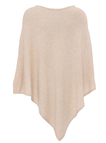 Cashmere Dreams Zwillingsherz Poncho-Schal aus Baumwolle - Hochwertiges Cape für Damen - XXL Umhängetuch und Tunika - Strick-Pullover - Sweatshirt - Stola für Sommer und Winter beige von Cashmere Dreams