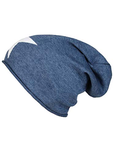 Cashmere Dreams Slouch-Beanie-Mütze mit Kaschmir - Hochwertige Strickmütze für Damen Mädchen - Stern - Hat - One Size - Sommer Herbst und Winter Zwillingsherz (blau/weiß) von Cashmere Dreams