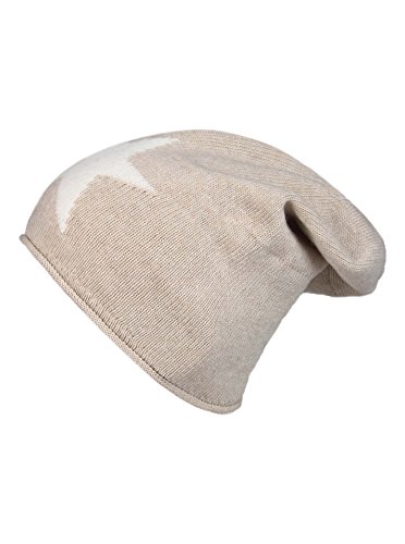 Cashmere Dreams Slouch-Beanie-Mütze mit Kaschmir - Hochwertige Strickmütze für Damen Mädchen - Stern - Hat - One Size - Sommer Herbst und Winter Zwillingsherz (hbg/weiß) von Cashmere Dreams