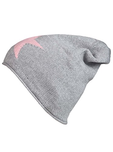 Cashmere Dreams Slouch-Beanie-Mütze mit Kaschmir - Hochwertige Strickmütze für Damen Mädchen - Stern - Hat - One Size - Sommer Herbst und Winter Zwillingsherz (HGR/rosa) von Cashmere Dreams