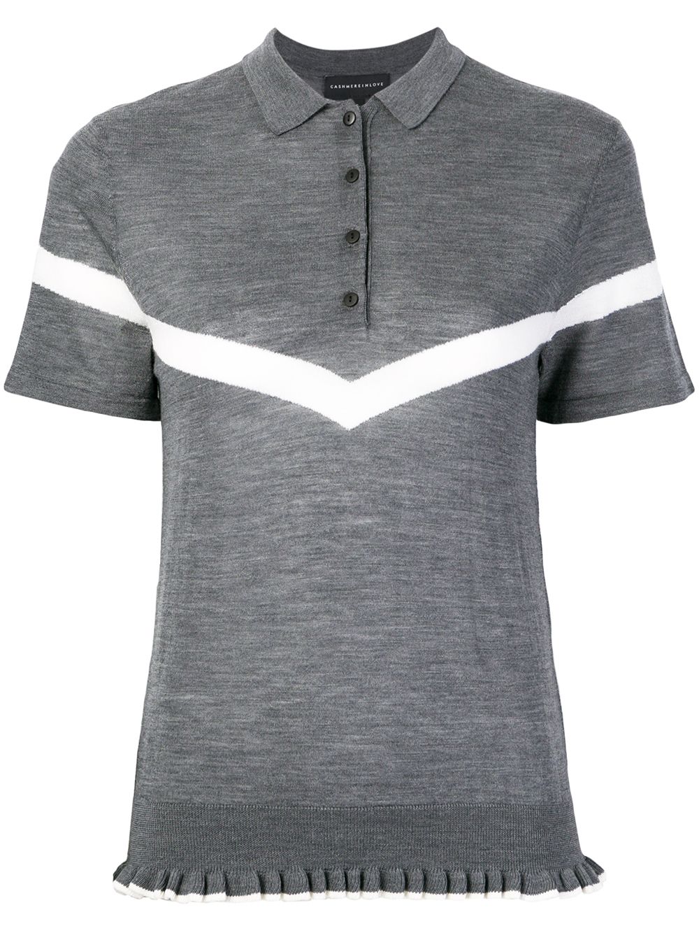 Cashmere In Love Strick-Poloshirt mit Rüschensaum - Grau von Cashmere In Love