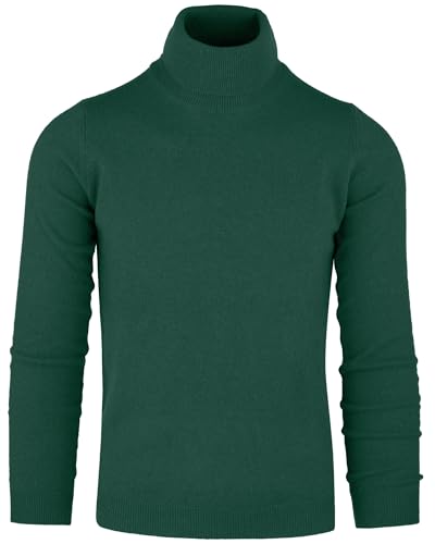 Cashmere Zone – Rollkragenpullover Herren Kaschmir Wolle Warm Weich Winter Strickpullover Langarm Elegant Klassisch (M, Englisch Grün) von Cashmere Zone