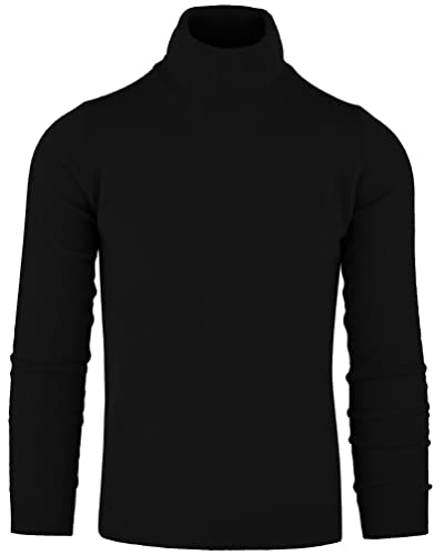 Cashmere Zone – Rollkragenpullover Herren Kaschmir Wolle Warm Weich Winter Strickpullover Langarm Elegant Klassisch (M, Schwarz) von Cashmere Zone