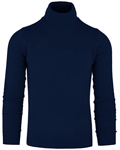 Cashmere Zone – Rollkragenpullover Herren Kaschmir Wolle Warm Weich Winter Strickpullover Langarm Elegant Klassisch (XL, Blau) von Cashmere Zone