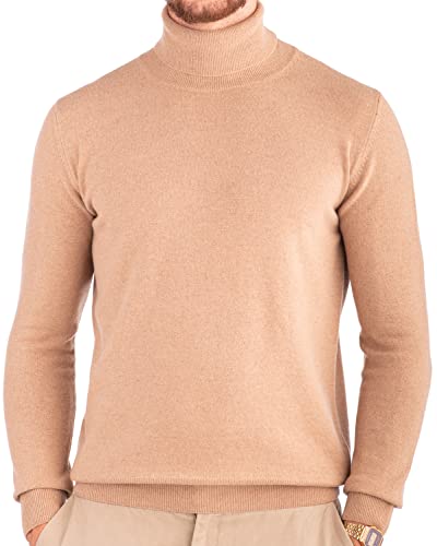 Cashmere Zone – Rollkragenpullover Herren Kaschmir Wolle Warm Weich Winter Strickpullover Langarm Elegant Klassisch (XXL, Beige) von Cashmere Zone