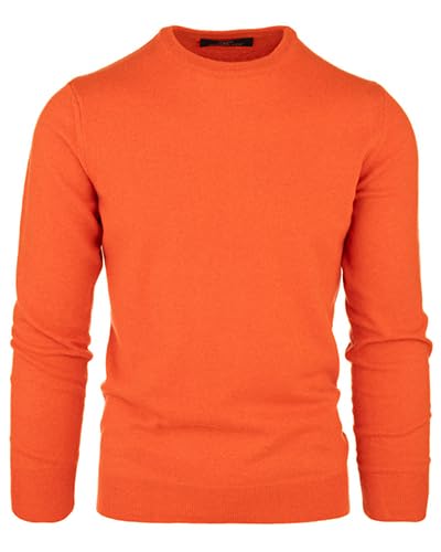 Cashmere Zone - Herren Rundhalspullover Winterpullover mit Langarm, Weichheit und Wärme in 5% Kaschmir Mischung - 25% Wolle, 30% Viskose und 40% Polyamid Faser (XXL, Orange) von Cashmere Zone