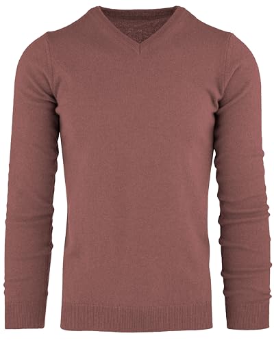 Cashmere Zone - Herren V-Ausschnitt Pullover 30% Kaschmir 70% Wolle Langarm Winterpullover Warm Hergestellt in Italien (L, Braun) von Cashmere Zone